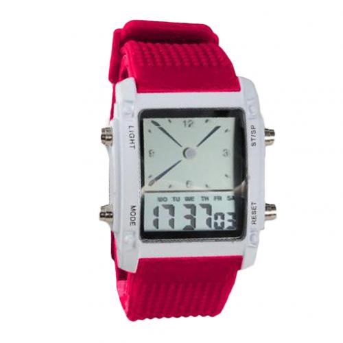 Men Women Rectangle Dail Dual Display Luminous LED Electronic Wrist Watch Gift Pin Buckle Rectangle Digital Rectangle Alloy Glas