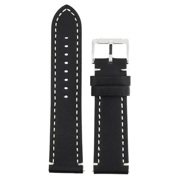 24 mm Black Genuine Leather Straps for Men