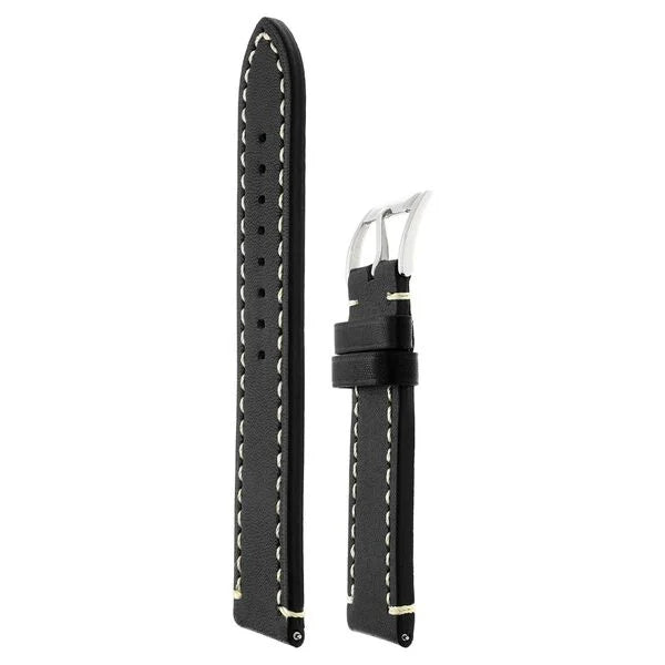 24 mm Black Genuine Leather Straps for Men
