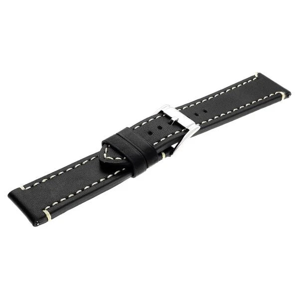 24 mm Black Genuine Leather Straps for Men