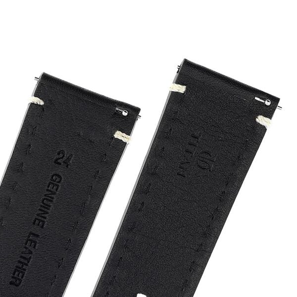 24 mm Black Genuine Leather Straps for Men