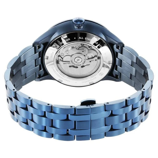 Metal Mechanicals Blue Dial Analog Stainless Steel Strap Watch for Men