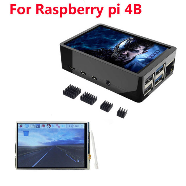 3.5 inch Raspberry Pi 4 Model B Touch Screen 480*320 LCD Display + Touch Pen + Dual Use ABS Case Box Shell for Raspberry Pi 4