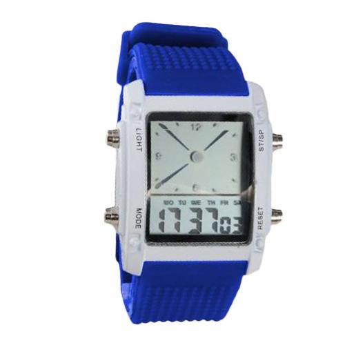 Men Women Rectangle Dail Dual Display Luminous LED Electronic Wrist Watch Gift Pin Buckle Rectangle Digital Rectangle Alloy Glas