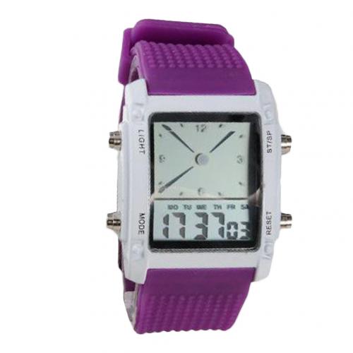Men Women Rectangle Dail Dual Display Luminous LED Electronic Wrist Watch Gift Pin Buckle Rectangle Digital Rectangle Alloy Glas